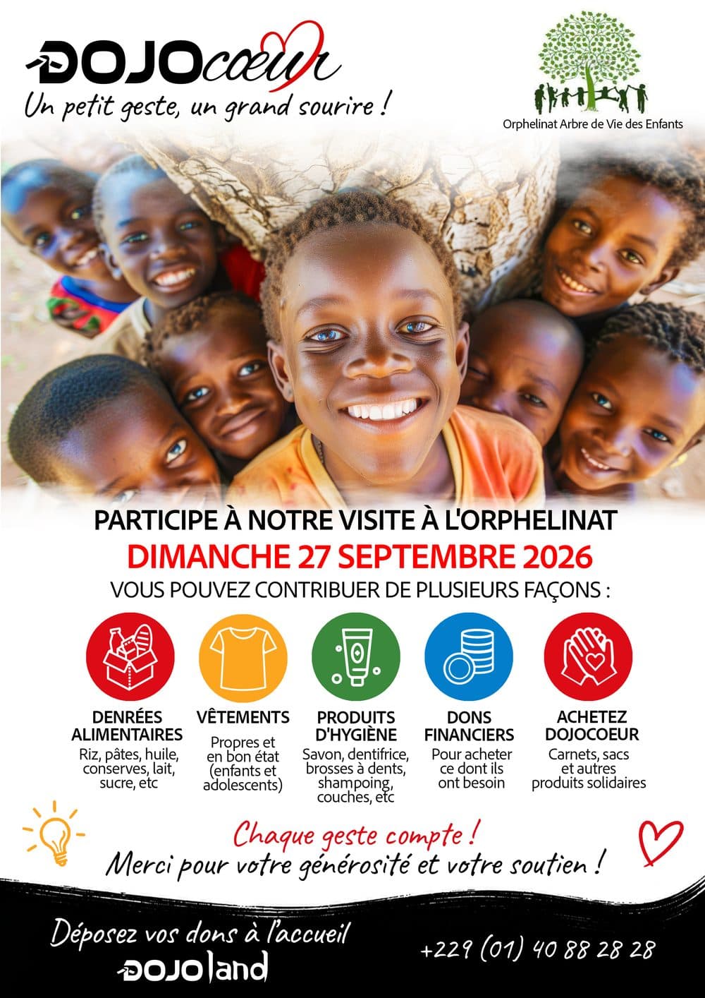 Affiche de la visite DojoCœur à l'orphelinat