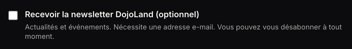 Capture d'écran du formulaire DojoCert